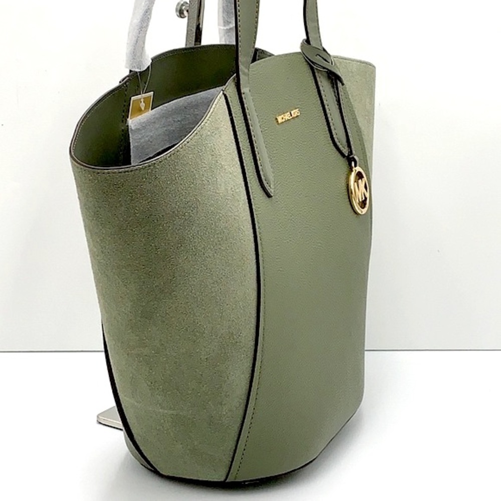 MICHAEL KORS PORTIA LARGE TOTE ARMY GREEN COLOR PEBBLED LEATHER/SUEDE - Picture 3 of 16